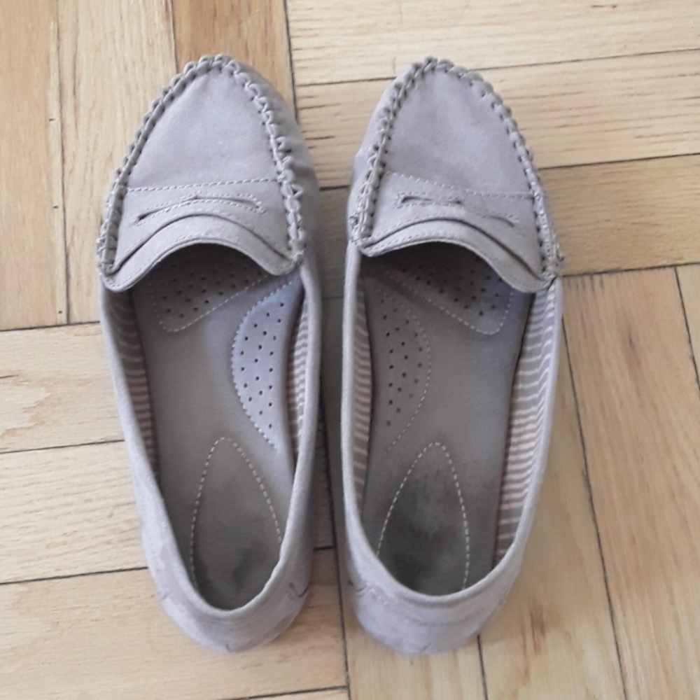 Gently worn loafers.